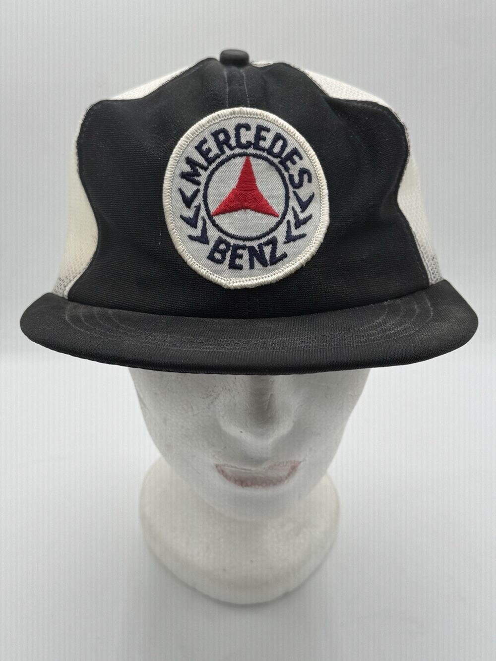 Vintage Mercedes Benz Patch Mesh Trucker Snapback Hat USA Challenger Caps Black